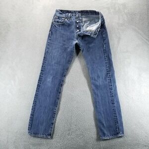 Levis 501 Jeans Mens 30x32 Blue Regular Straight Button Fly Dark Wash